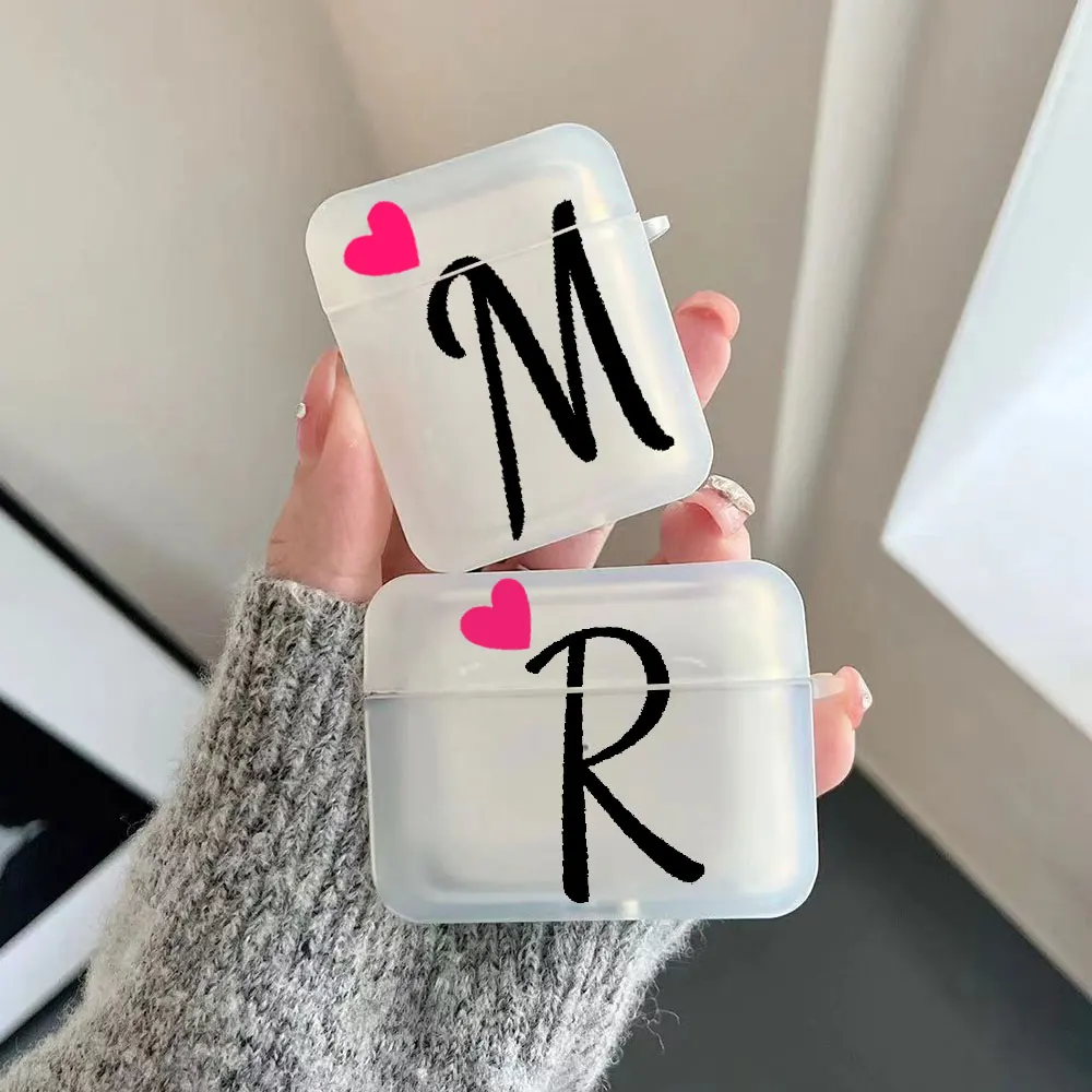 

Initial Letter A Z Love Heart Earphone Case for Airpods 4th 3rd Pro 3 Cover for Airpod 2 3 1 Protective Accessorie Shell Fundas
