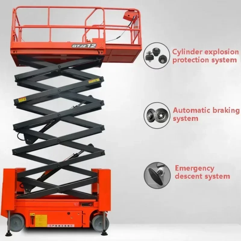 YG Mini Scissor Lift Motor Double Shear Electric Lift Platform 4m 8m 12 Meter Self-propelled Scissor Lift Platform For Sale