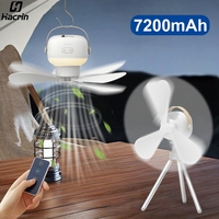 Ceiling Fan 7200mAh Portable Camping Tent Ceiling Fan USB Rechargeable Wireless Ceiling Fan with LED Lighting and Remote Control