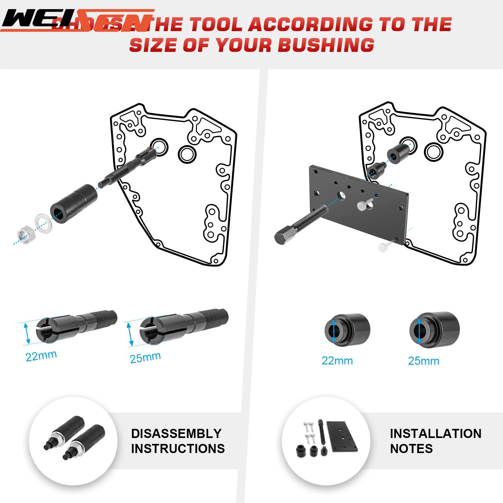 Motorcycle Inner Cam Bearing Installer And Puller Engine Maintenanc Tools For Harley-Davidson All Twin Cam 1999-2017 Steel