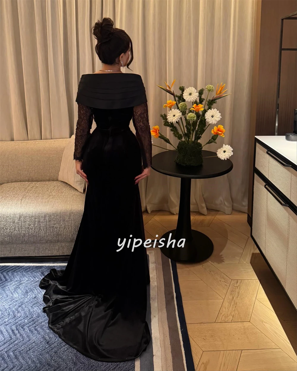 Customized Fashion Classic Jersey Ruched Pleat Mermaid Off-the-shoulder Long Dresses Bespoke Occasion Dresses Matching Elegant