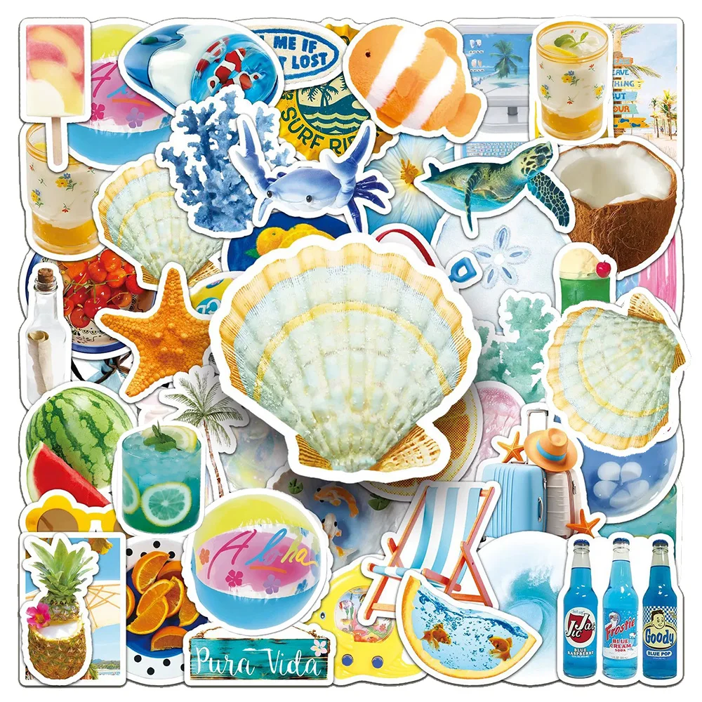 10/30/50 Stück INS-Style Sommer Ästhetik Kunst-Aufkleber Mediterrane Ästhetische Abziehbilder Wasserfeste Graffiti-Sticker für Telefon Laptop Koffer