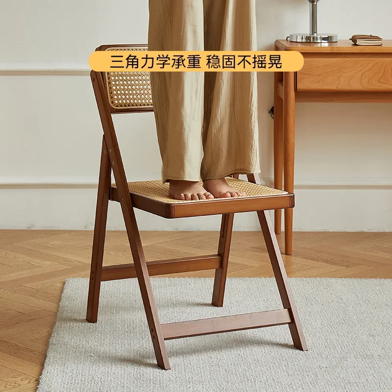 كرسي طعام قابل للطي من الخيزران منزلي Nanzhu مقعد خشبي متين مسند ظهر لتناول الطعام كرسي Sillas Para Comedor نمط سجل إسكندنافي #6