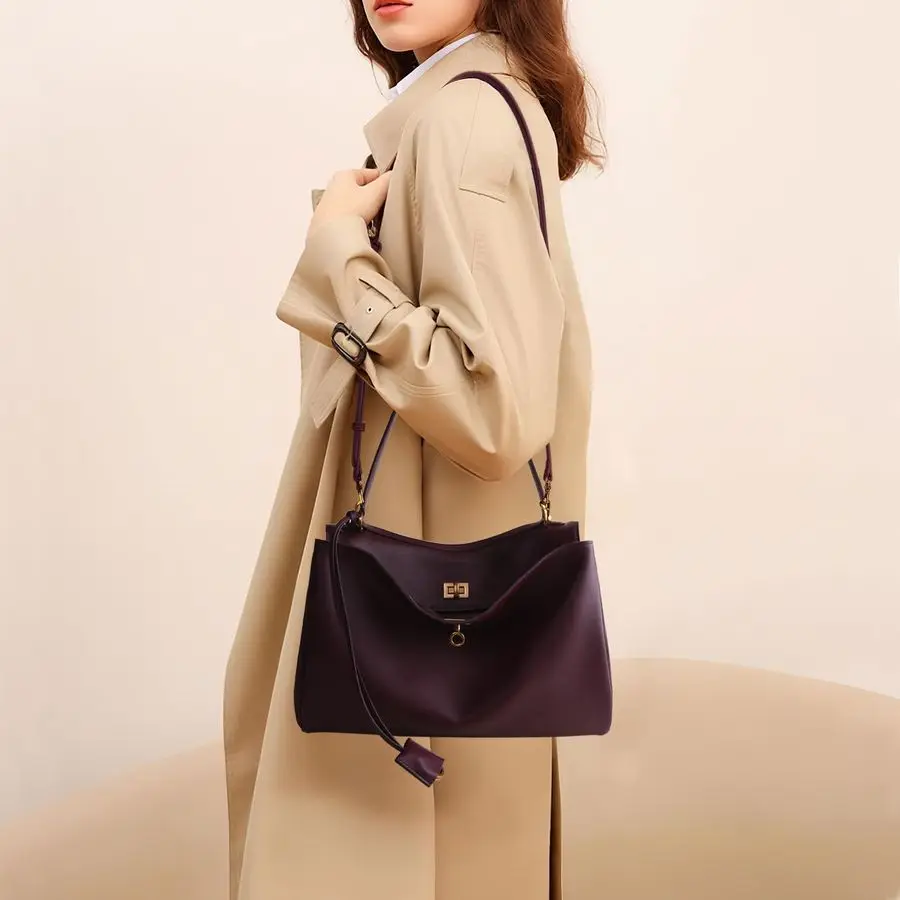 حقيبة يد جلدية للنساء حقائب كتف جلدية ناعمة مع حزام كتف للسيدات حقيبة كروس للسفر والعمل ميد