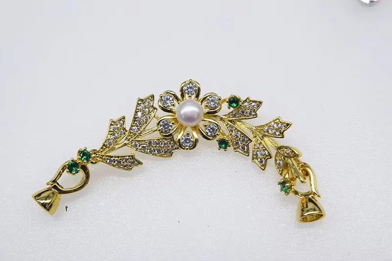 1piece freshwater pearl  Green flower Clasp hooks Jewelry accessory necklace connector wholesale  FPPJ