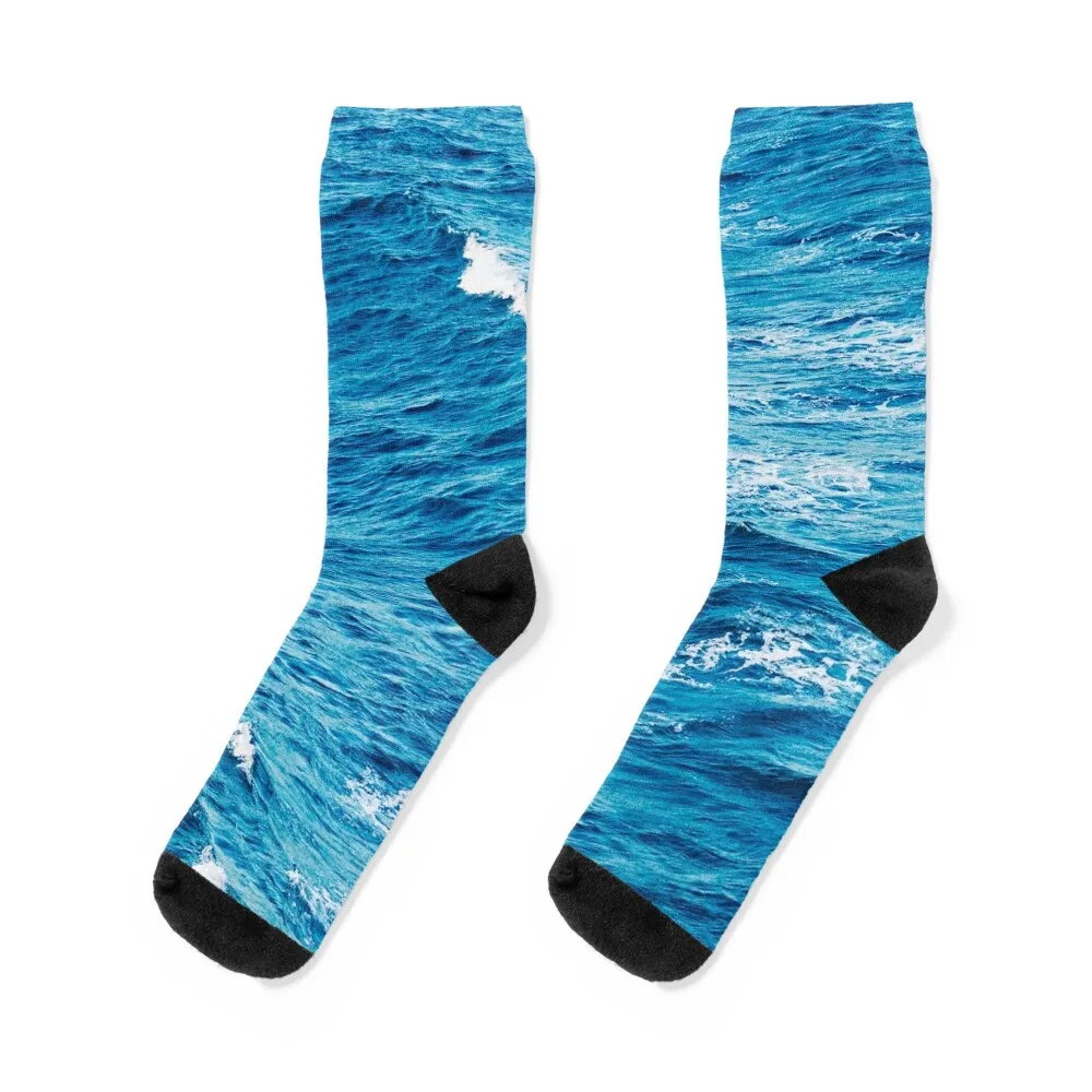 Blue Ocean Wave Socks man football Running Socks Girl Men's