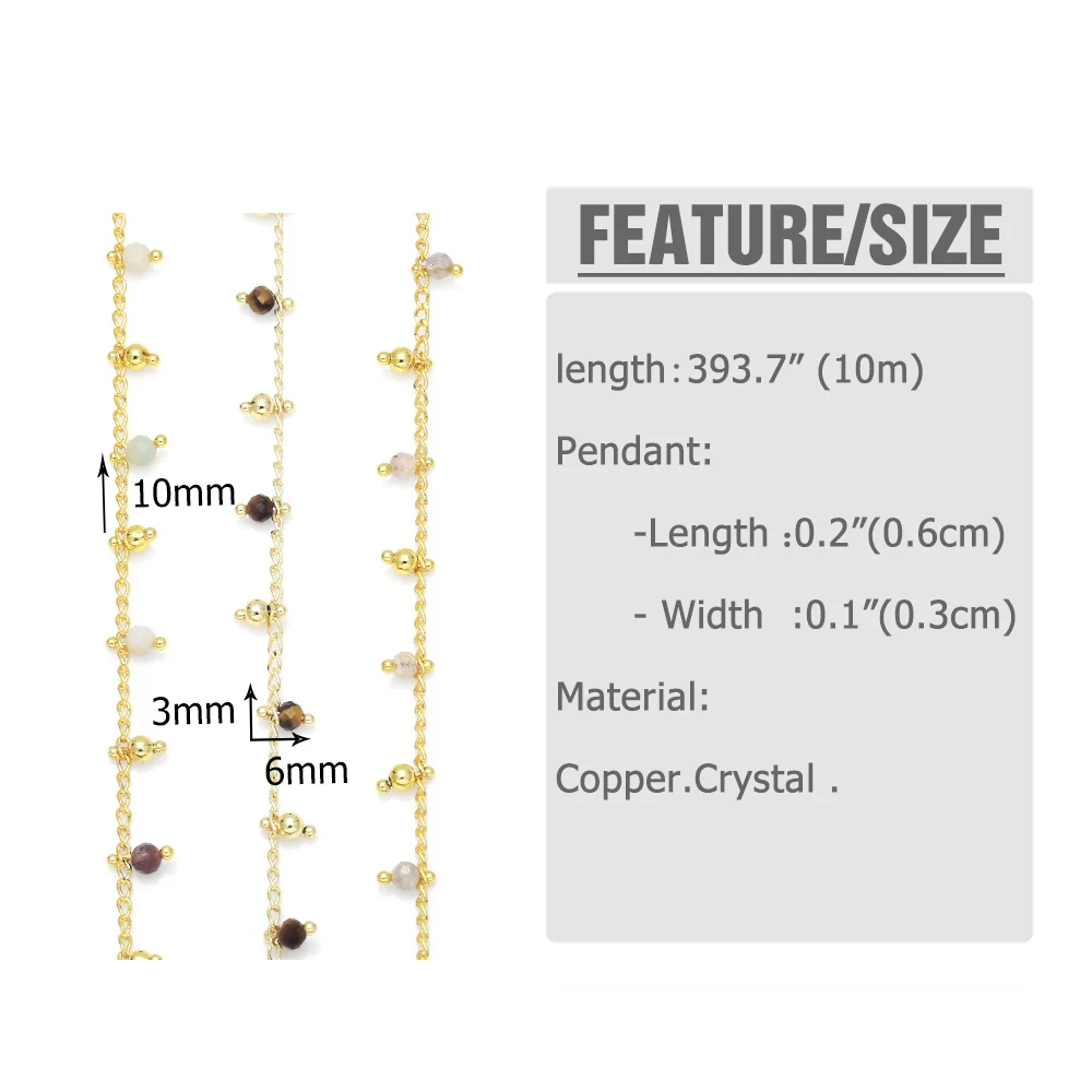 OCESRIO 10M Trendy Crystal Chain Necklace Bracelet Making Gold Plated Chain with Beads Jewelry Making Accessories cana110