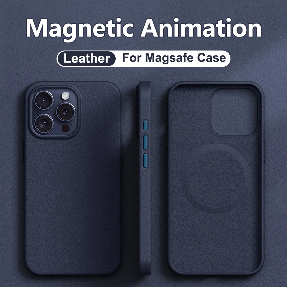 Skórzane etui magnetyczne For Magsafe do For Apple iPhone 15 14 13 Pro Max 14 15 Plus Etui z funkcją ładowania bezprzewodowego, odporne na wstrząsy