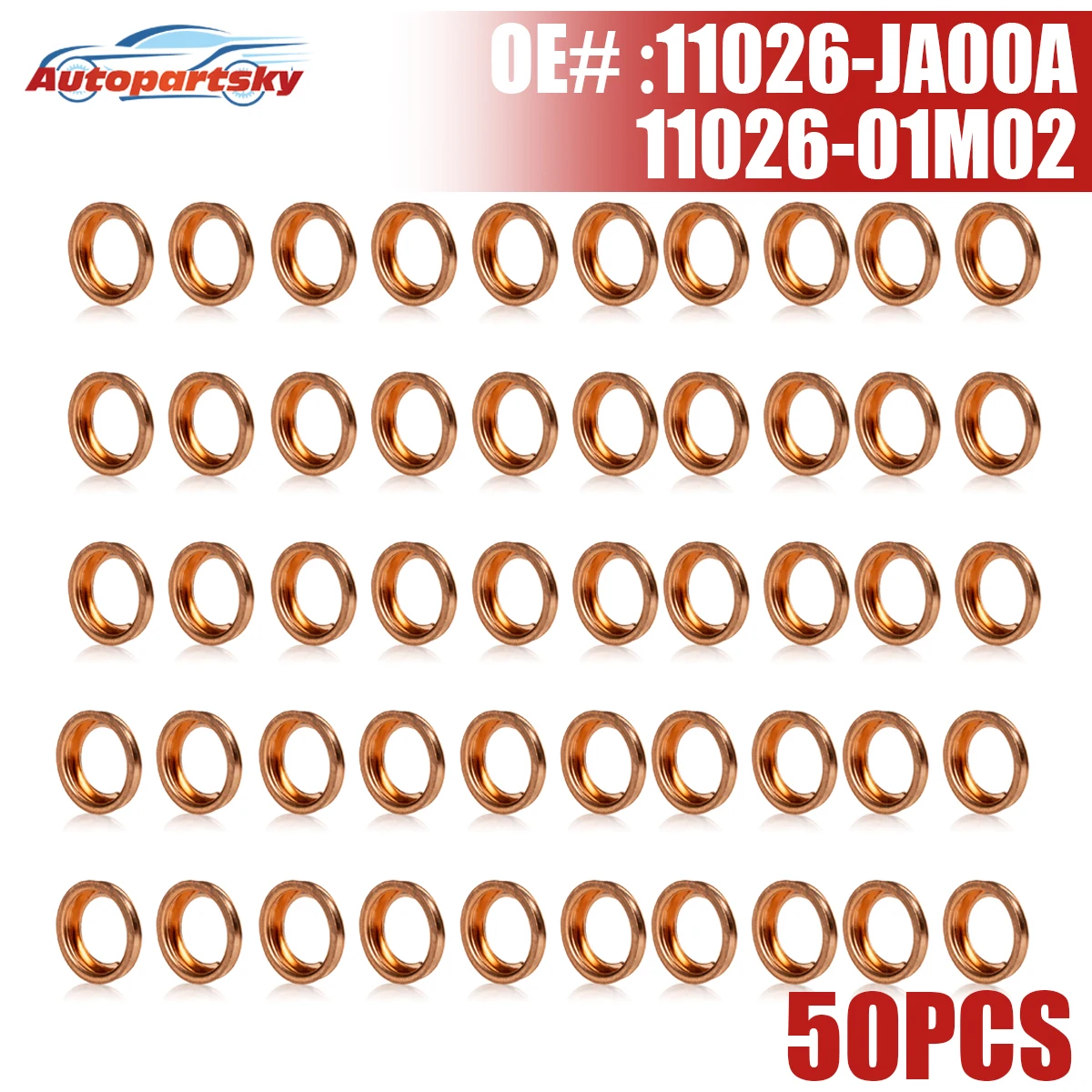 50PCS New Oil Drain Plug Crush Washer Gaskets For Infiniti For Nissan 370Z Altima Frontier 11026-JA00A 11026-01M02 11026JA00A