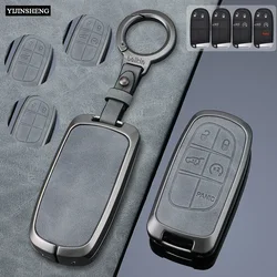 Metal + Leather Car Key Cover Case Fob for Jeep Renegade Compass Grand Cherokee for Chrysler 300C Wrangler Dodge Car Accessaries
