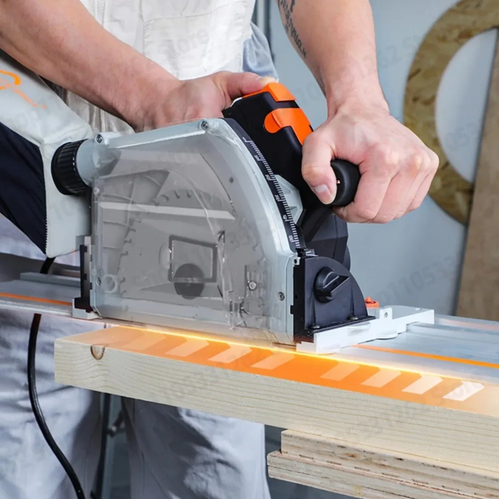 JZY SJ-55 Brushless Track Saw Kit 2KW 55mm 6470RPM 6-Speed Plunge Saw for Wood Aluminum – Dust Free Quick Stop