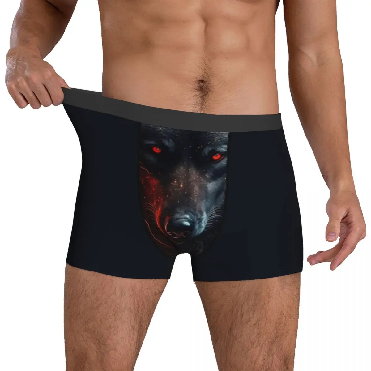 

Wolf Face Boxer Brief Underwear High Quality Man Novelty Boxershorts Custom DIY Oversize Panties