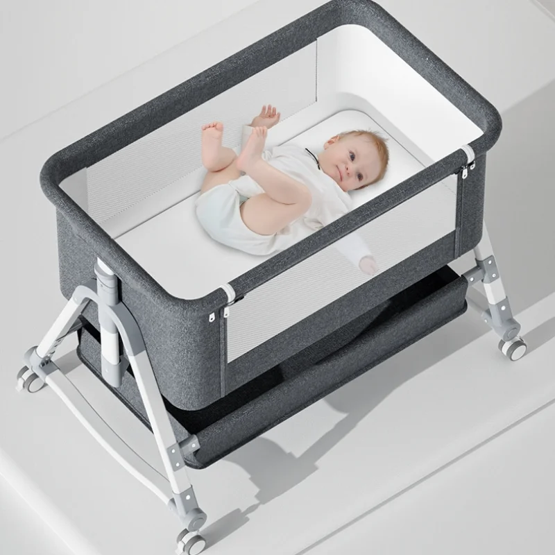 Crib Newborn Bed Splicing Big Bed Baby Shaker Children\'s Bed Cradle Bed Multi-functional Mobile Foldable Mute Implementation