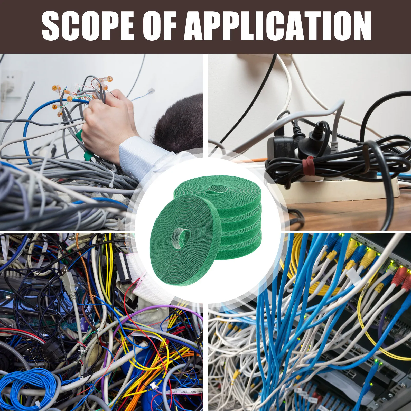 5 Rolls Self Adhesive Hook and Loop Tape Cable Ties Organizing Strips for Cable Management Plant Ties Reusable Fixing