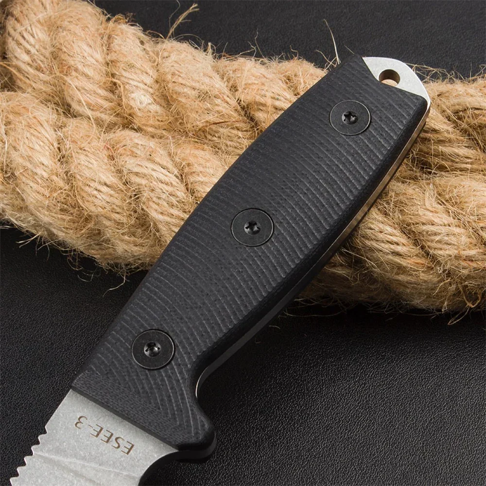 Portable ESEE 3 Rowen Fixed Knife 9Cr18Mov Blade G10 Handle Outdoor Camping Survival Knives Tactical Combat EDC Tool for Gifts