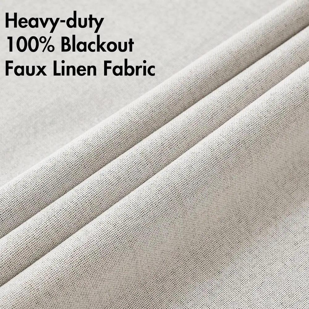 Tende termiche isolate testurizzate in lino color crema, 52x96, 2 pannelli, oscuranti per camera da letto e soggiorno, decorazioni di lusso