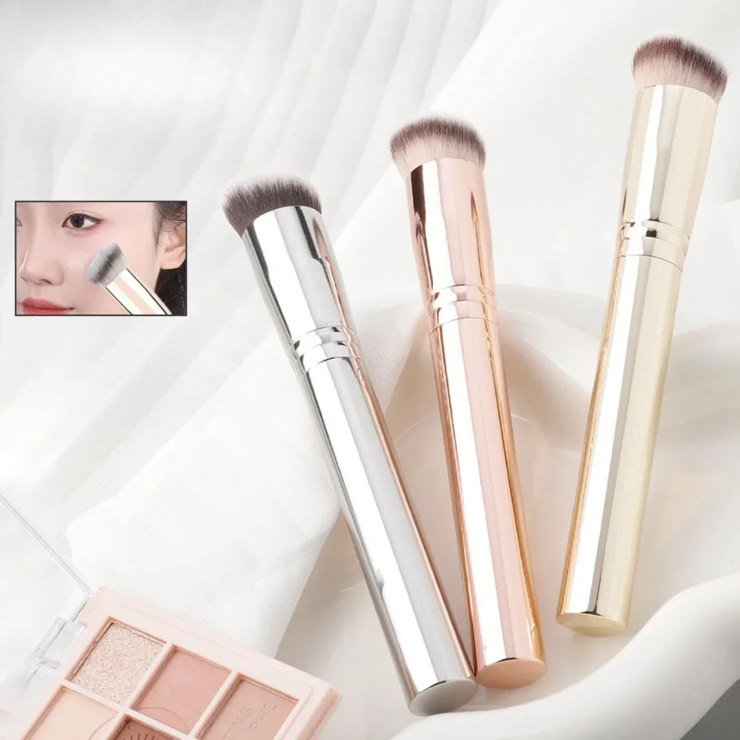 1 pièces Tube en aluminium tête inclinée pinceau de maquillage pour fond de teint cosmétique poudre correcteur Blush brosse pinceaux de maquillage outil de beauté