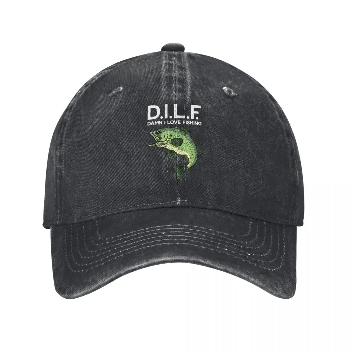 DILF Damn I Love Fishing Men Women Baseball Cap Funny Fisherman Distressed Washed Caps Hat Vintage Outdoor All Seasons Sun Cap