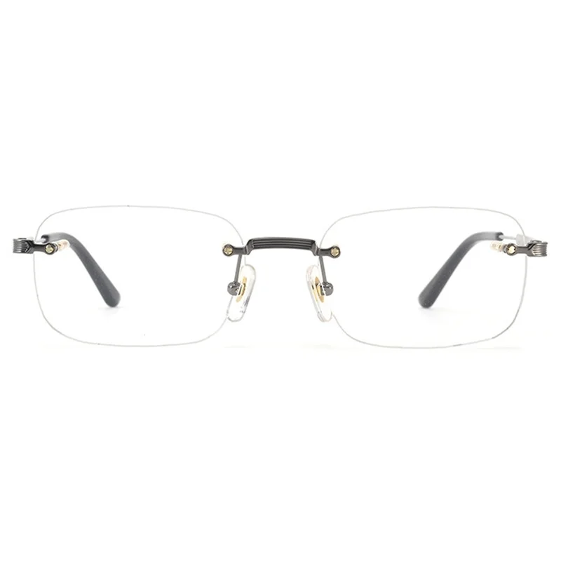 Luxury Rectangular Rimless Frame Model Glasses 55-18-145 Pure-Titanium for Prescription Eyeglasses Goggles