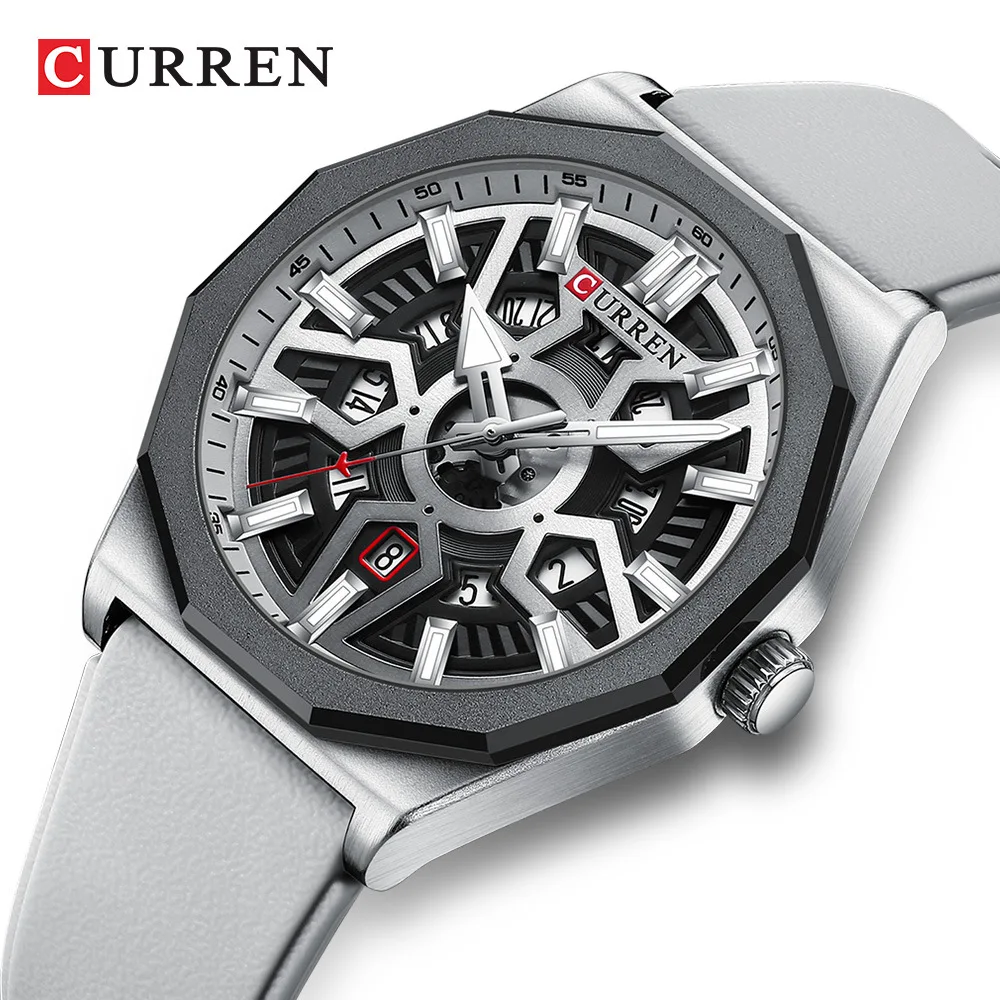 Relojes CURREN 8437 de cuarzo informales para hombre, calendario deportivo, reloj de pulsera con correa de silicona resistente al agua, reloj de moda para hombre, reloj para hombre
