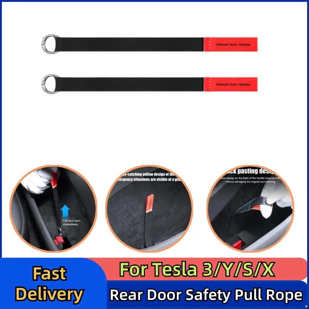 

For Tesla 3 Highland 2024 Rear Door Emergencies Safety Pull Rope For Model Y 2021-2023 Emergency Handle Car Accessory 2PCS