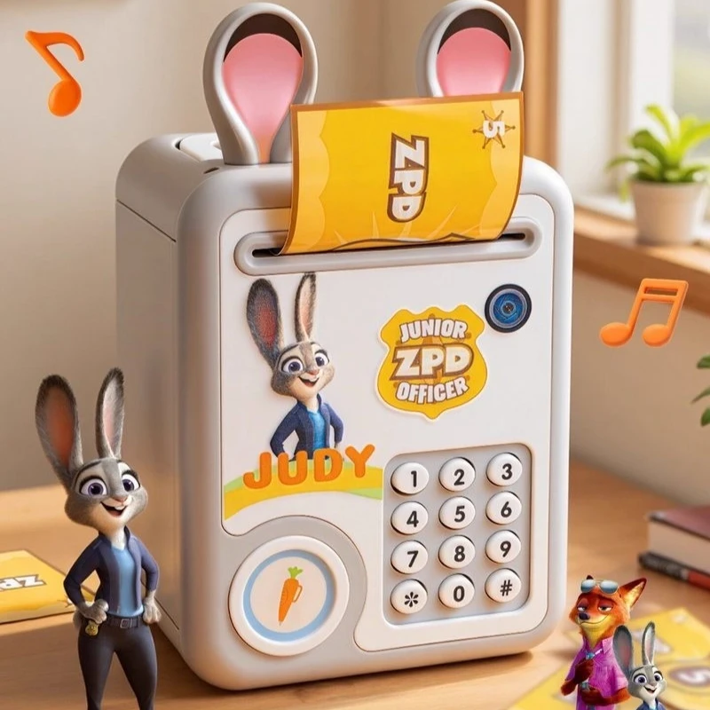 

Электронная копилка Disney Zootopia 2 с паролем по отпечатку пальца, двойной системой разблокировки, автоматическая коробка для хранения денег, тематика Ника Вайлда