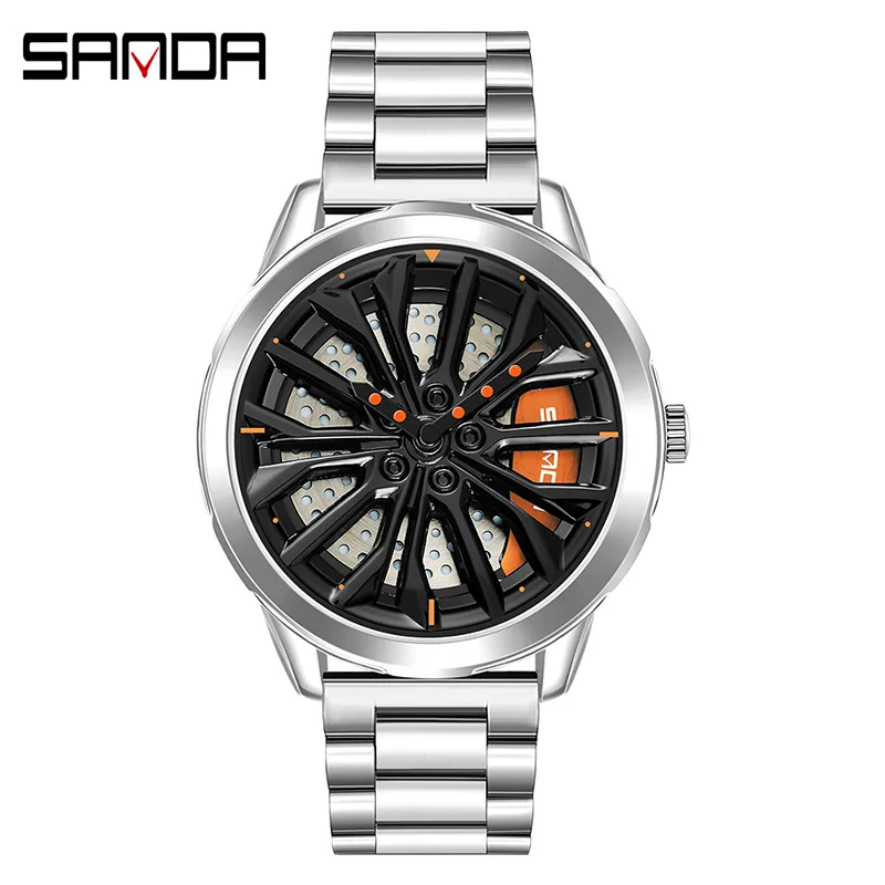 SANDA-reloj de cuarzo P1063 para hombre, cronógrafo de pulsera de cuero inoxidable, resistente al agua, de lujo, a la moda, ideal para regalo