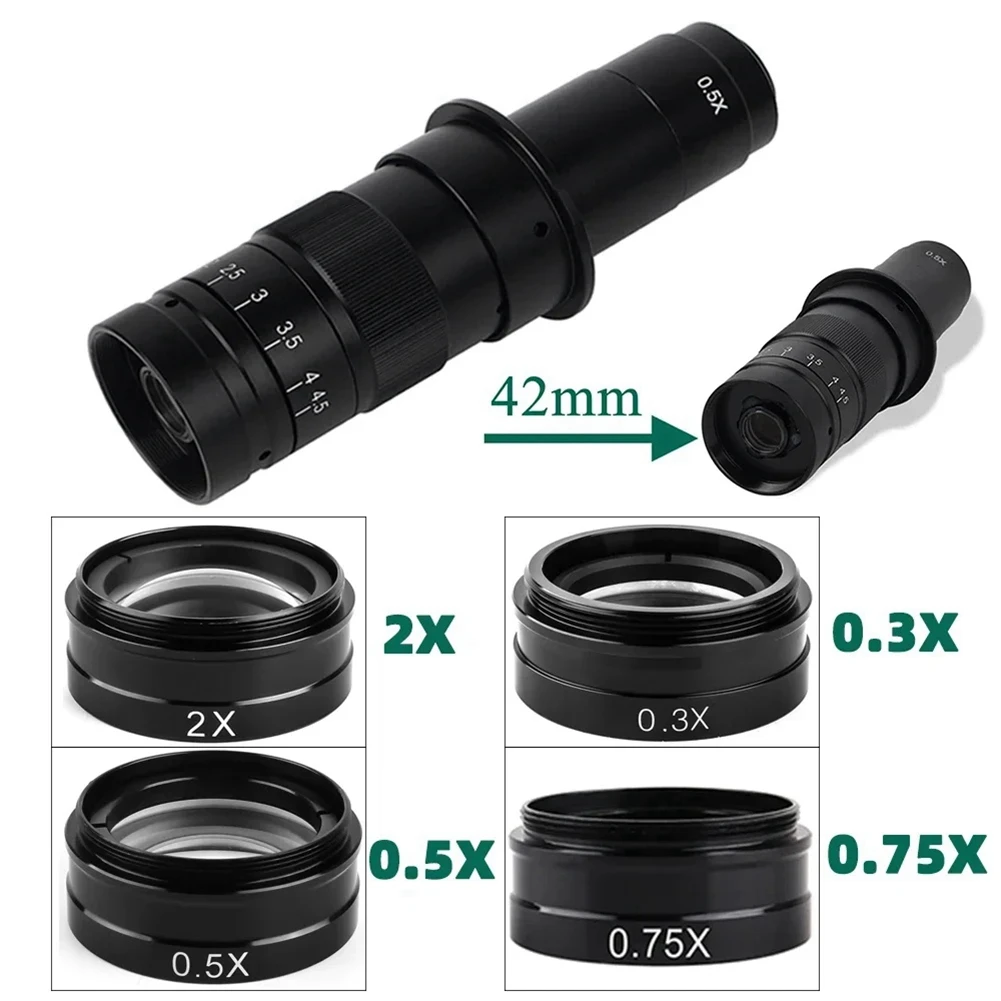 Objectif auxiliaire professionnel pour microscope monoculaire, lentille Barlow 0,5X, filetage d'installation 42 mm pour 10A 120X 180X 300X E