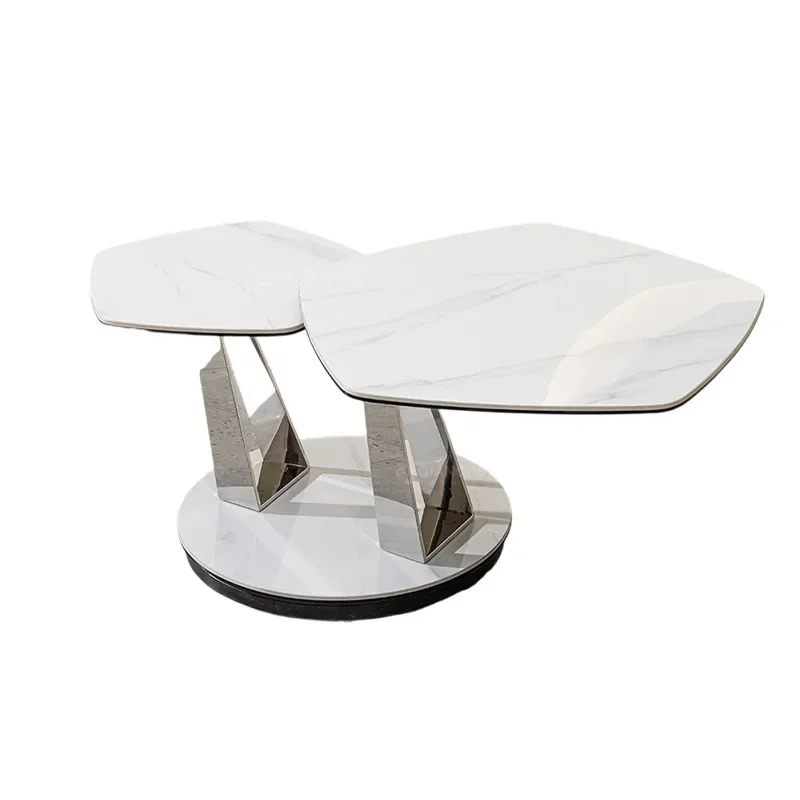 

Light luxury minimalist rock slab rotatable special-shaped coffee table modern living room