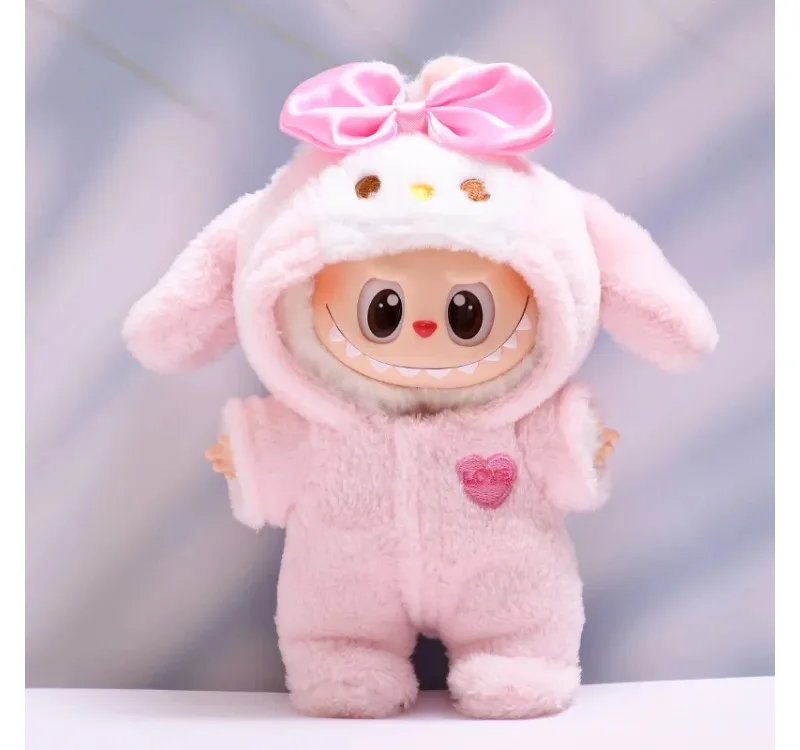 

Мини-кукла Labubu 17 см, модный наряд со шляпой и обувью для Labubu II, развивающая сидячая вечеринка