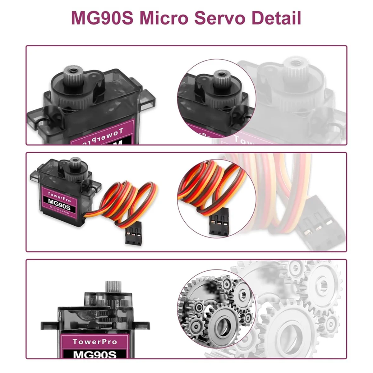 A17I 마이크로 타입 서보 모터 키트 6개 - RC 헬리콥터/자동차/보트용 서보 메탈 기어 마이크로 타입 서보