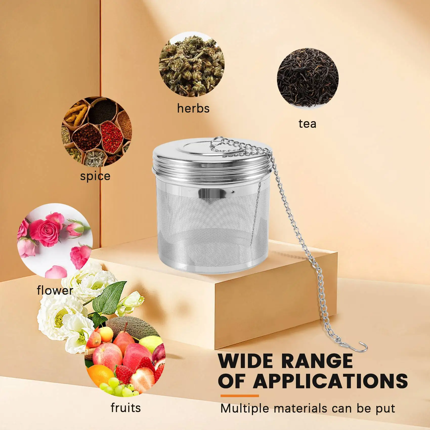 AA81-2 Pack Large Tea Ball Infuser For Loose Leaf Tea & Spice Infuser For Cooking, Threaded Lid, Extra Fine Mesh Tea Strainer