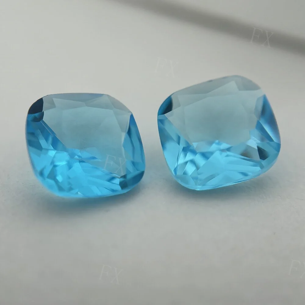 Cushion  Shape 3x3~10x10mm Loose Stone Light Aquamarine   Color Glass Synthetic Gems For Jewelry DIY Stone