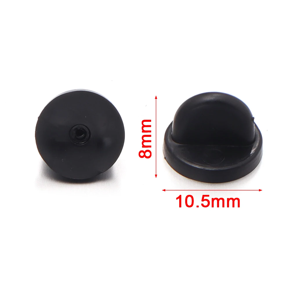 100pcs Black PVC Rubber Pin Backs Butterfly Clutch Tie Tack Lapel Holder Clasp Pin Cap Keepers for Uniform Badges Replacements - view 2