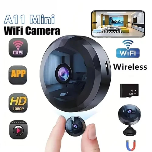 Imagen 1 del producto Cámara inalámbrica Wifi A11, Mini monitoreo de vídeo HD de 1080p, cámara de seguridad con batería recargable, cámara de detección de movimiento, nueva