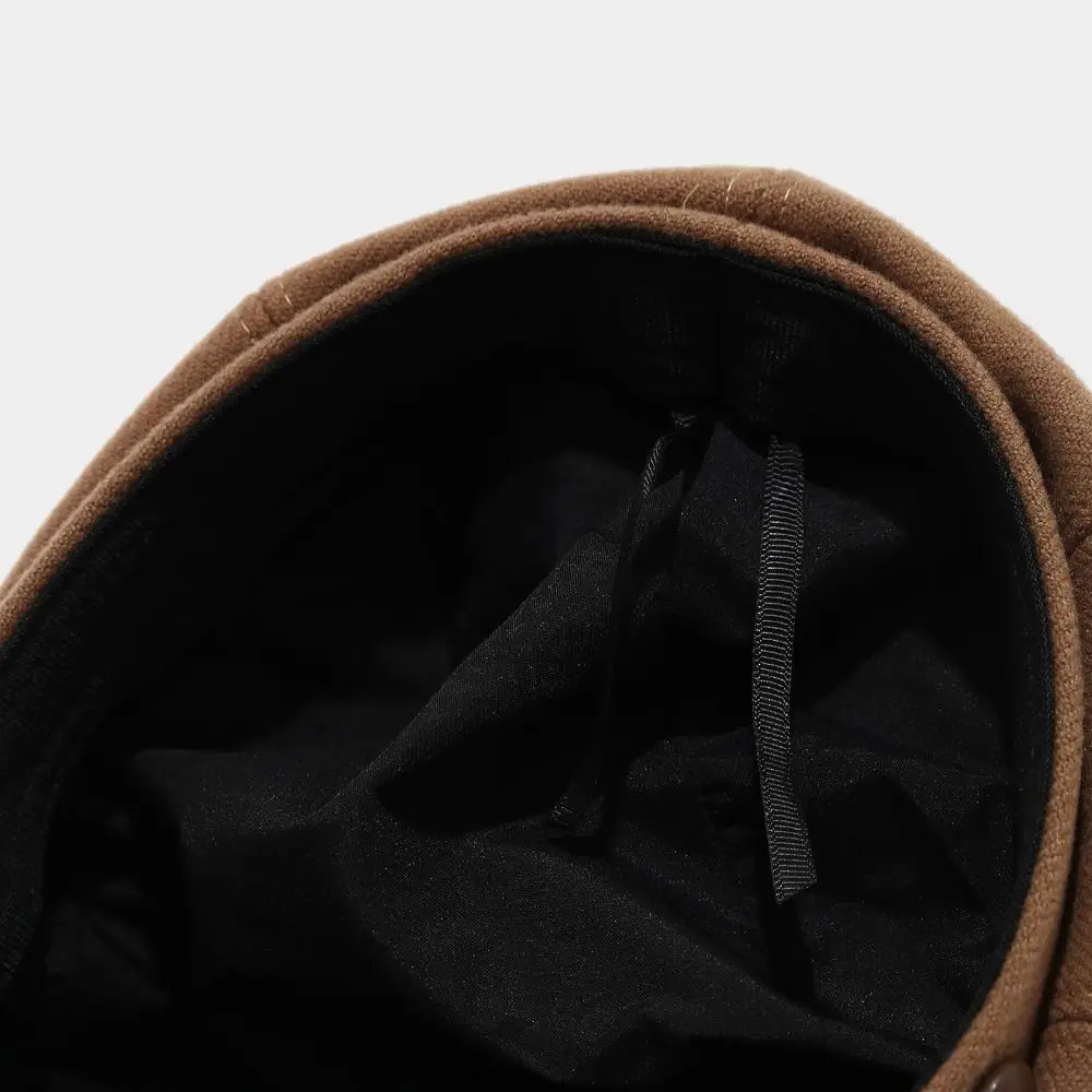 Fashion British Style Pu Leather Beret Belt Buckle Brown Suede Octagonal Hat Korean Style Retro Newsboy Cap Travel