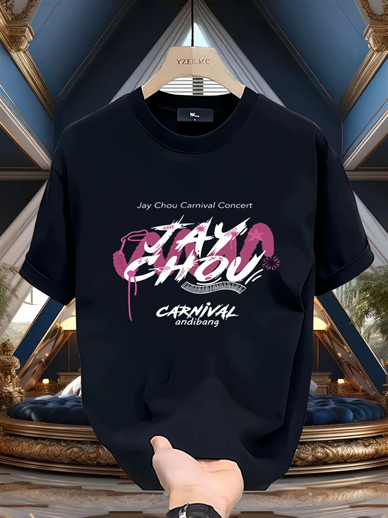 100% Cotton Men's T-shirt with Jay Chou's Concert Print for The Carnival Event Street Style Short-sleeved Summer New Design