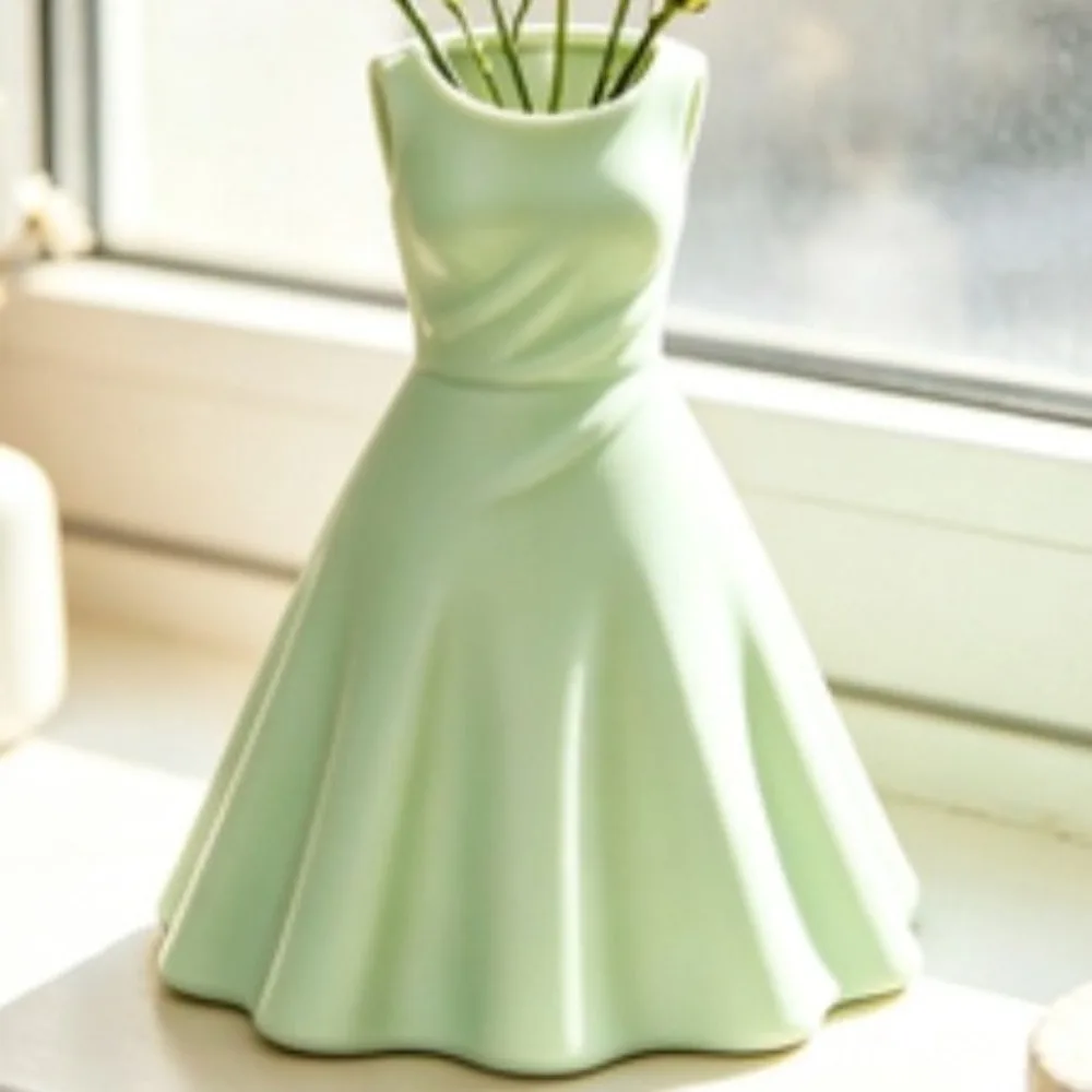 Girly 3D Printed Princess Dress shape Vase Romantic Creative Desktop Ornament Plastic Skirt Pencil Holder Desktop