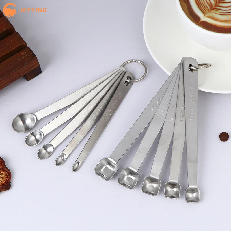 (New) 5Pcs/Set Stainless Steel Small Measuring Spoons Seasoning Dry And Liquid Ingredients Kitchen Accurate Cooking Gadgets