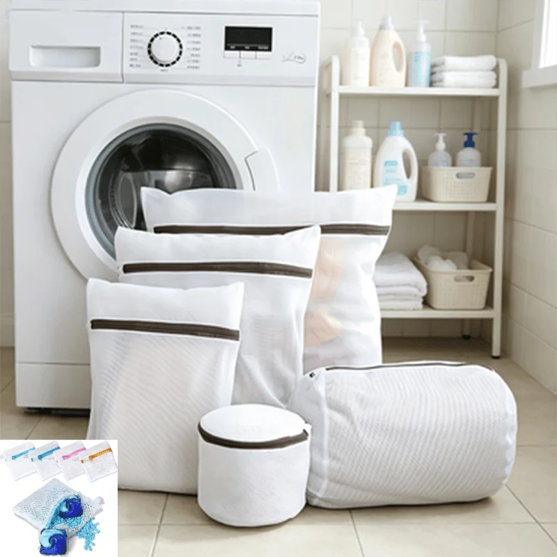9Pcs Honeycomb Mesh Laundry Bag Set,7Pcs Multi‑Size Zipper Wash Bags+2Pcs Laundry Detergent Pod Pouch,Durable Net Delicate Clothes Protector,Storage Moving Packing Organizer Bag for Washing Machine