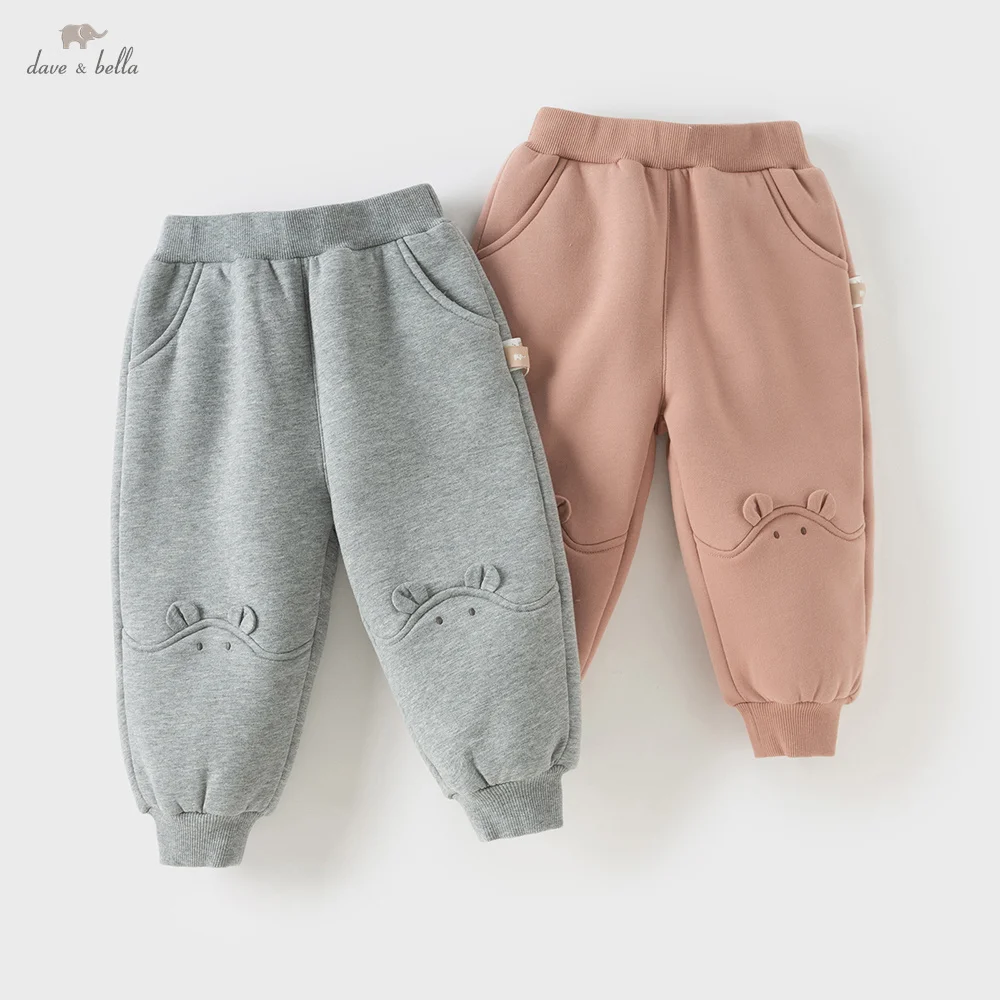 

Dave Bella, детские хлопковые штаны, осенне-зимние утепленные плюшевые брюки для мальчиков и девочек, повседневные штаны, верхняя одежда, детская одежда DB4254383
