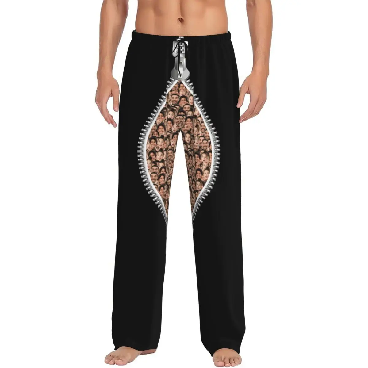 

Custom Woman Face Zip Pajama Pants for Men For Husband Anniversary Sleepwear Lounge Sleep Bottoms Stretch with Pockets