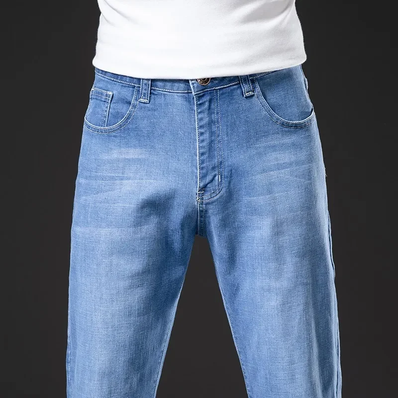 

2024 SULEE New Autumn Zipper Black Men Straight Jeans Fashion Casual Stretch Baggy Denim Pants Male Brand Clothing