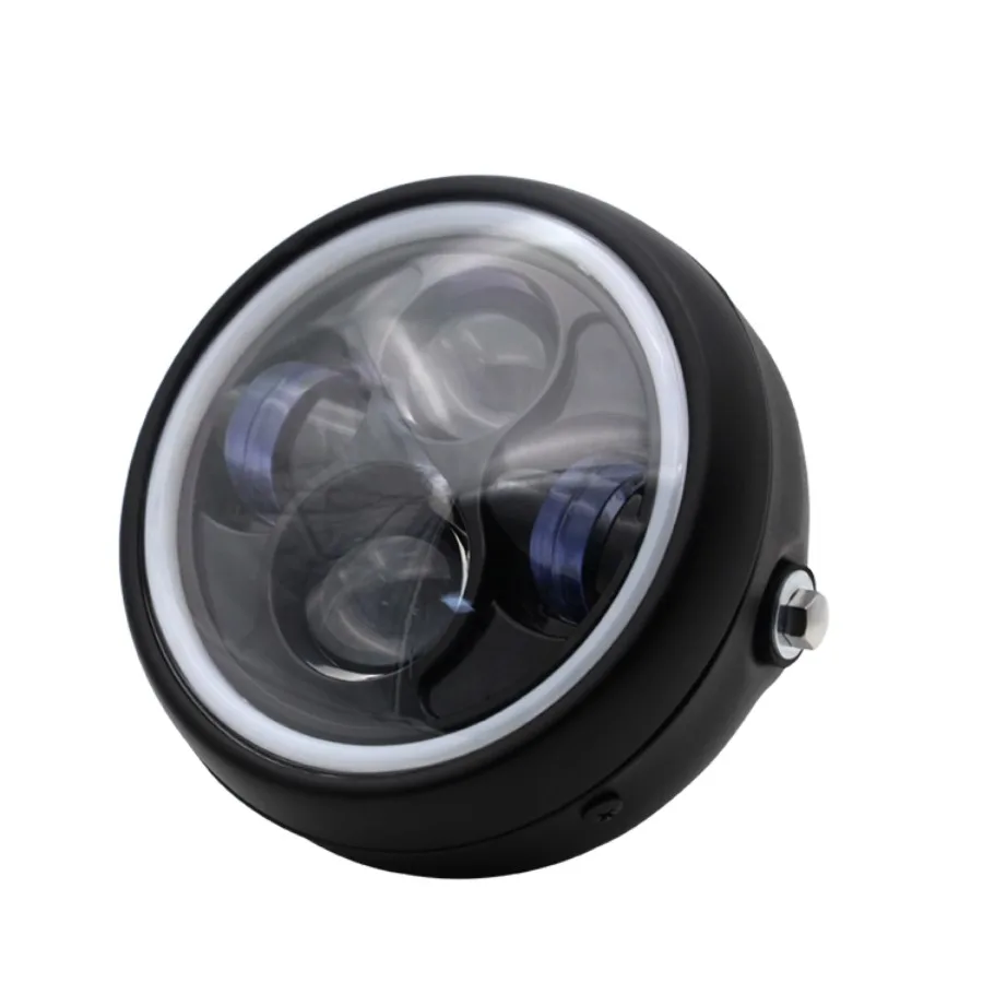 Universal Modified CG125 GN125 accessories Retro Headlamp 5.75 LED Round Angel Eyes Motorcycle Headlights