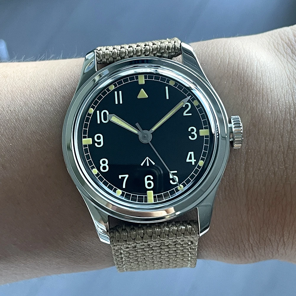 Field Watch Classic Retro Arrow Pilot Watch Male Mens Mechanical Satch Manual Hand Wind Luminous Stain Steel Merkur 38mm Case