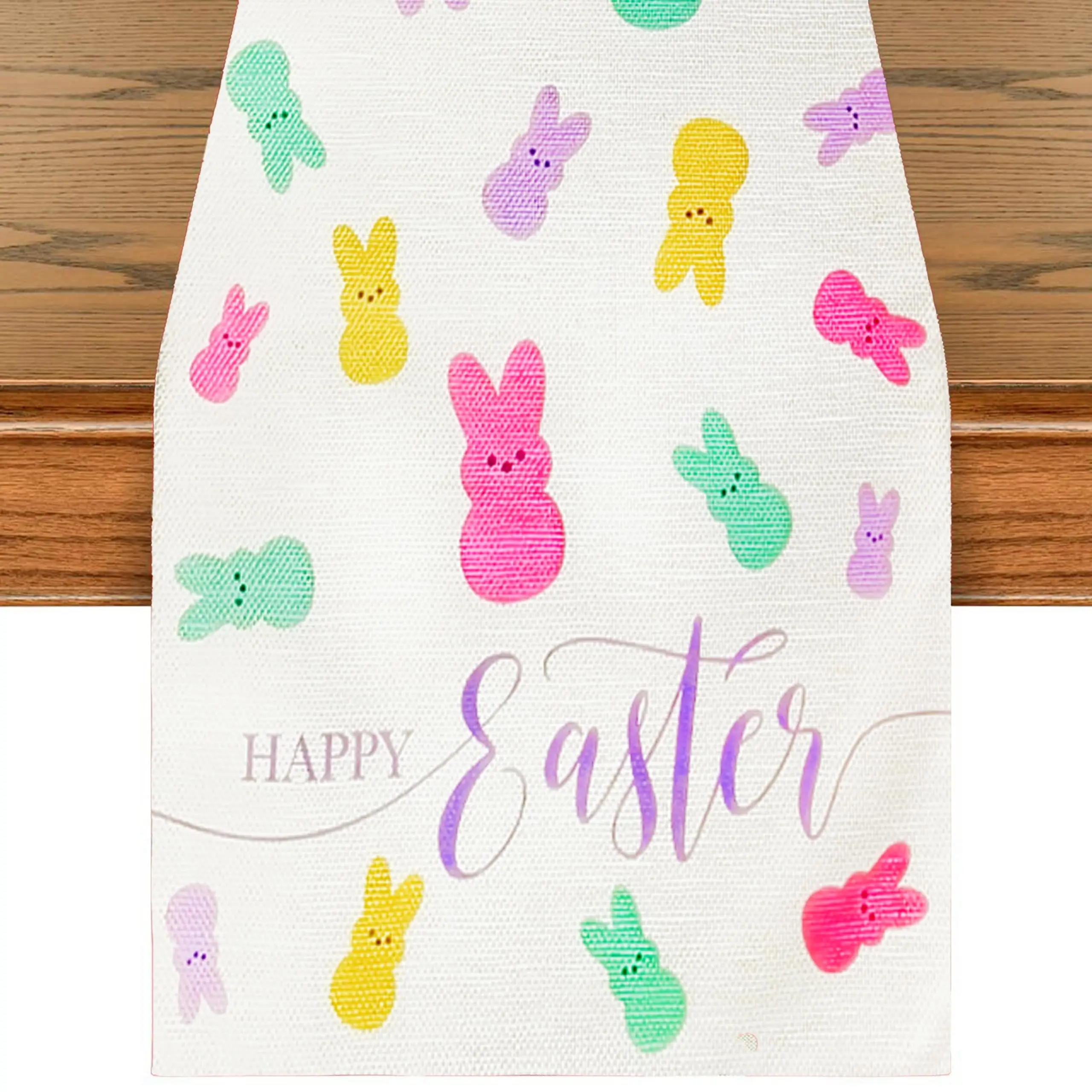

Пасхальная дорожка для стола Happy Bunny | Весенний домашний декор для семейной вечеринки | Плоский принт