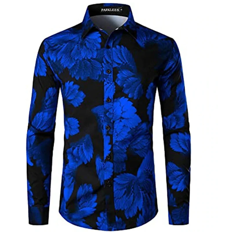 2024 New Men\'s Shirt Long Sleeve 3D Flower Print Button Lapel Summer Clothing Men\'s Tops Prom Birthday Popular Fashion Shirt