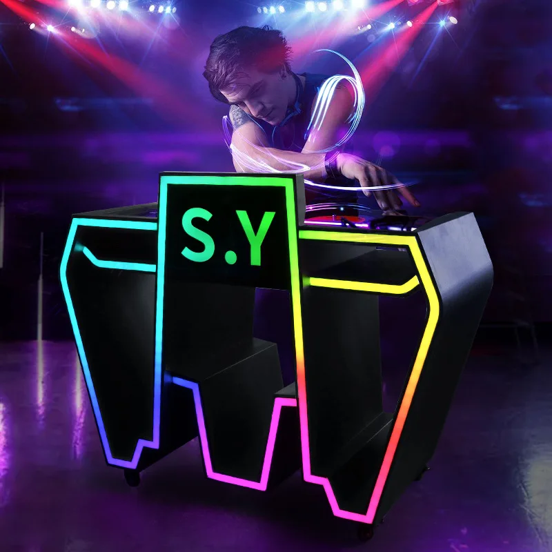 

DJ Дисковый стол KTV Box Передвижная микшерная консоль PARTYK Оборудование со светодиодной подсветкой M-образный винный бар