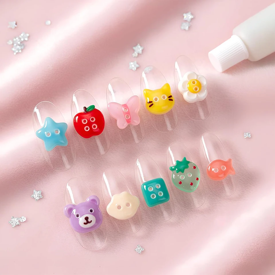 Moldes de silicona 3D para arte de uñas, formas de animales adorables, estrellas, DIY, botones de resina, adornos para uñas, suministros de manicura 2