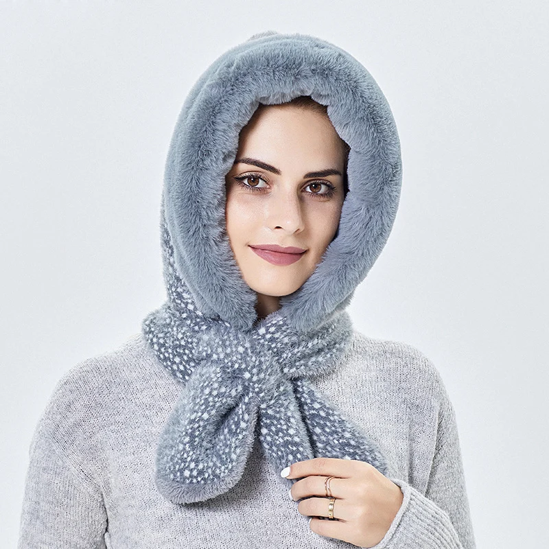 Cappelli invernali caldi per donna donna inverno Ourdoor sci antivento addensare berretto lanugine con cappuccio sciarpa collo caldo berretto berretto donna cappello